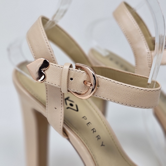 🆕️🆑️ Katy Perry The Noelle Heels | Ankle Strap Heart Buckle Details Tan 10 - Picture 9 of 13